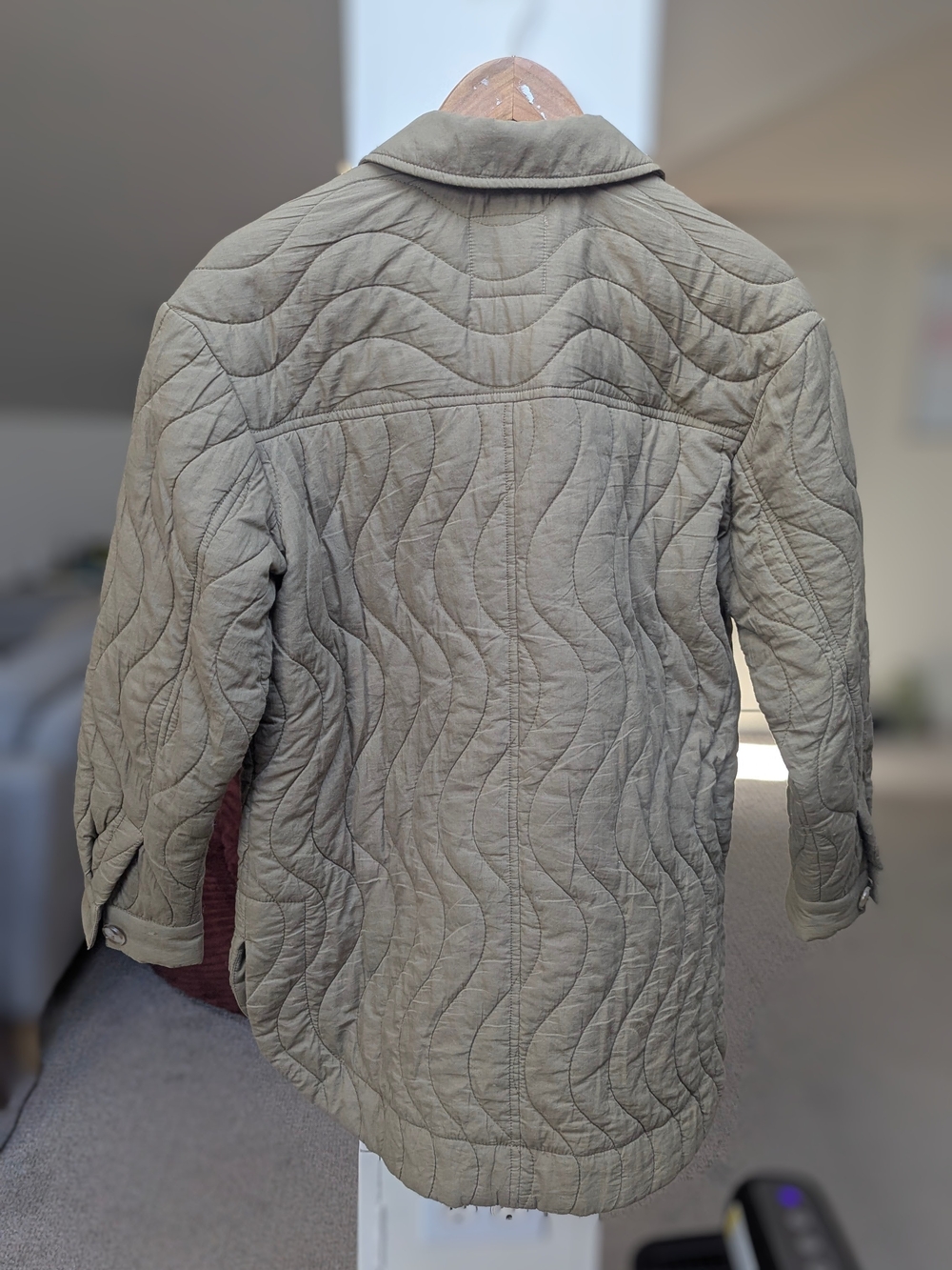Madewell Quilted Sage Green Button-Front Jacket - Picture 2 of 5